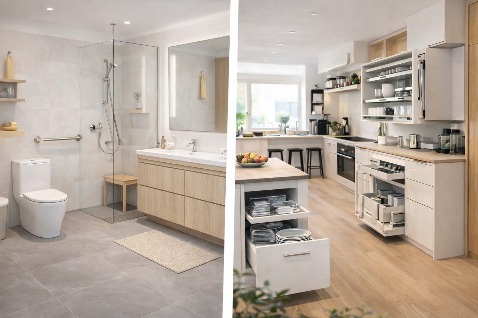 Aménagement du domicile avec salle de bain et cuisine adaptées